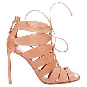 Francesco Russo Leather Lace Up Cut Out Cage Sandals